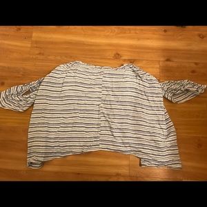 Striped off shoulder flowy open back top